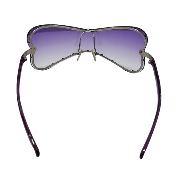 LANCASTER ITALY POLARIZED FULL RIM PURPLE BUTTERFLY SUNGLASSES W .28ct DIAMONDS - Picture 5 of 11